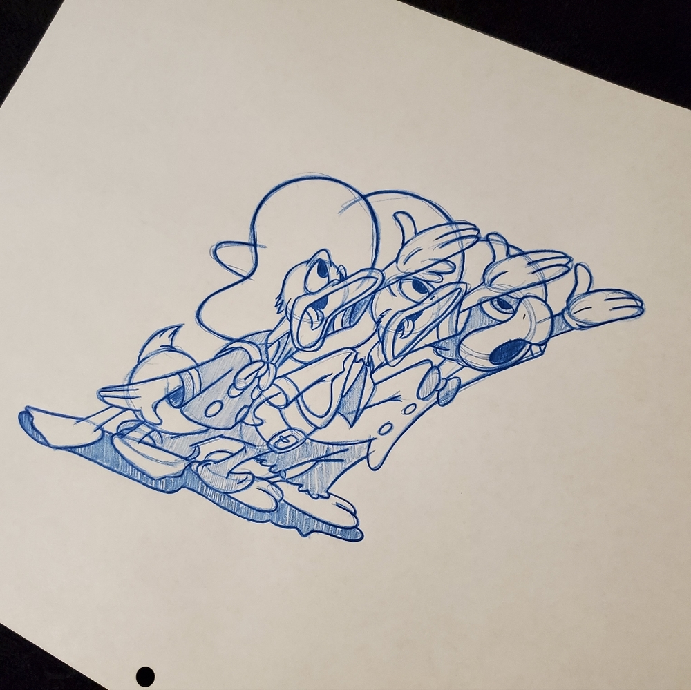 Disney Three Caballeros Donald Jose Panchito Drawing/Sketch animation signed Art - Picture 3 of 4